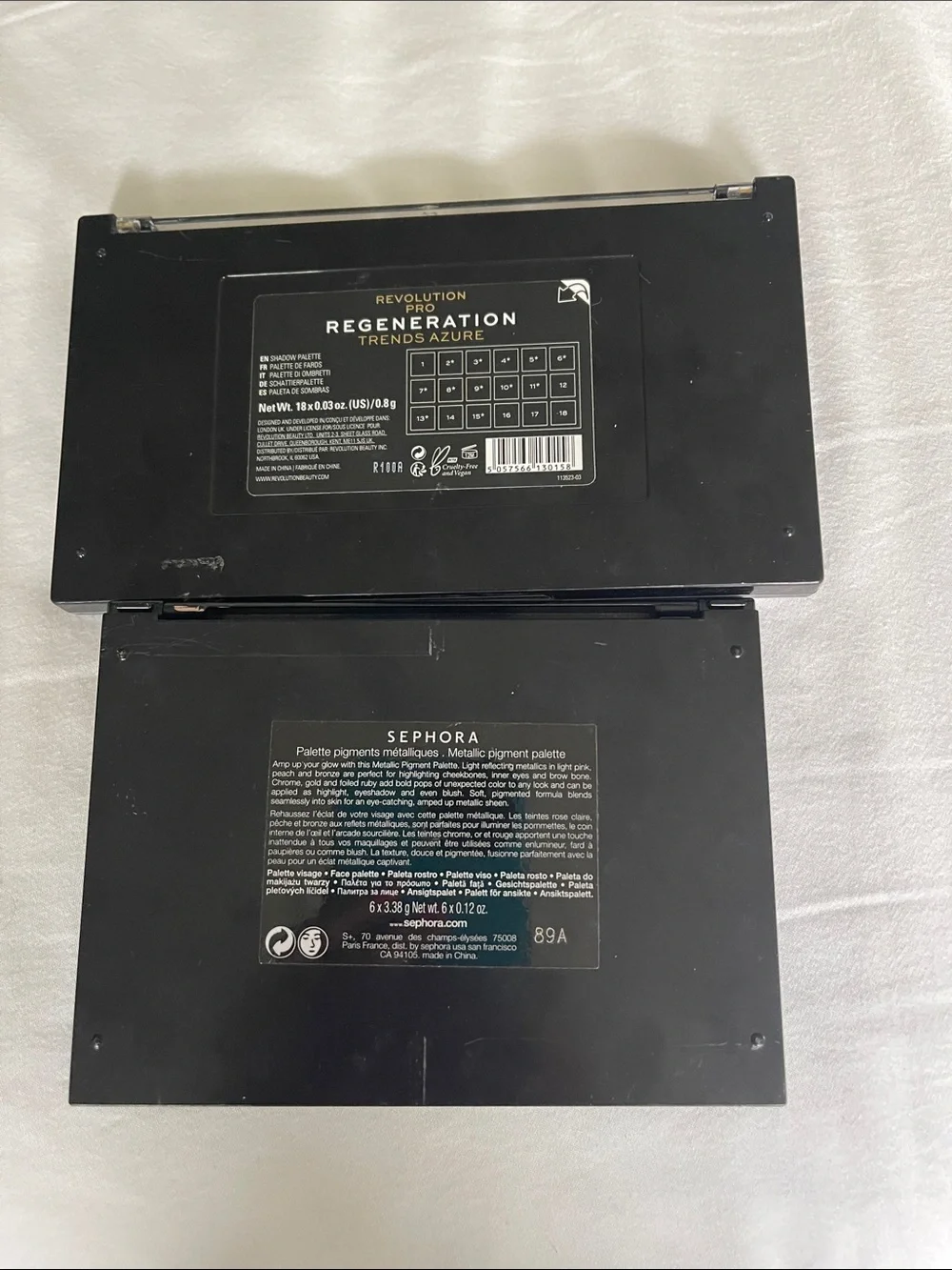 Sephora Eyeshadow Palette Duo — Reds, Browns, Golds, Peach, Pink, Silver